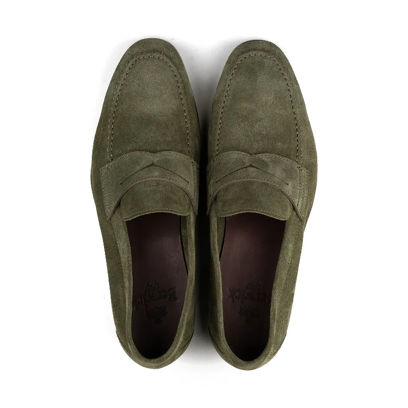 Unlined Penny Loafer - Green Suede