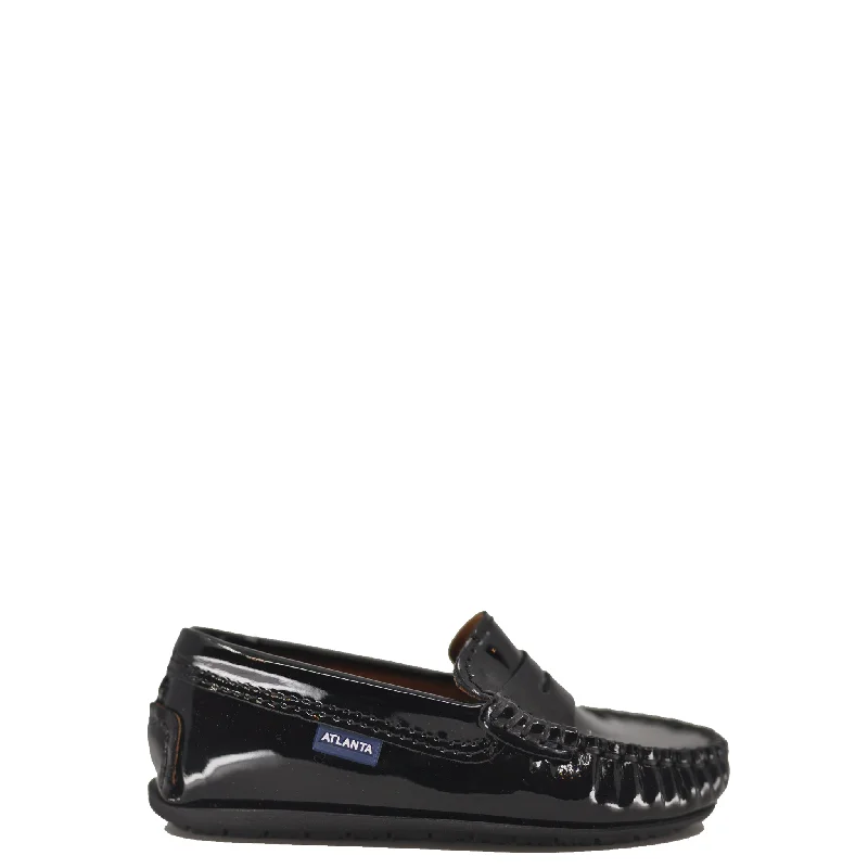 Atlanta Mocassin Black Patent Penny Loafer