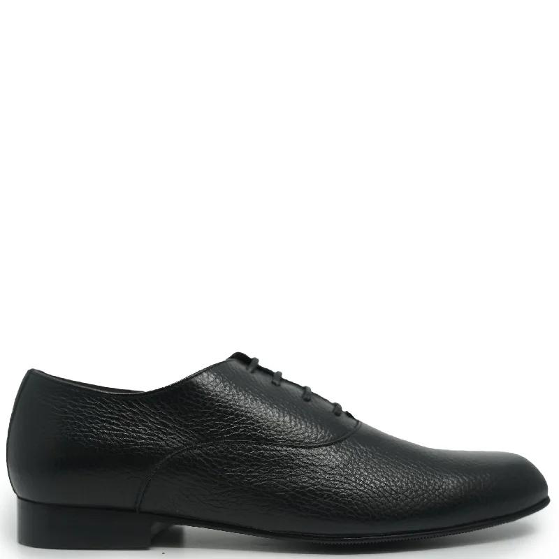 Atlanta Mocassin Black Pebbled Lace Up Shoe