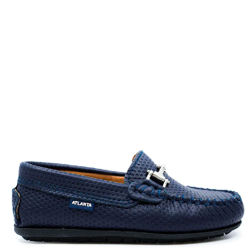 Atlanta Mocassin Navy Pressed Buckle Loafer