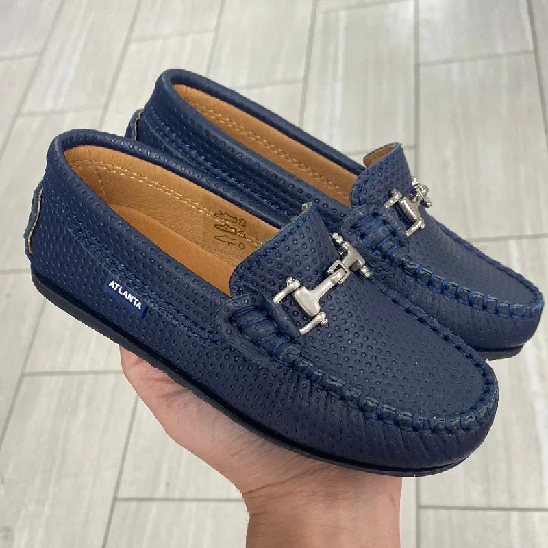 Atlanta Mocassin Navy Pressed Buckle Loafer