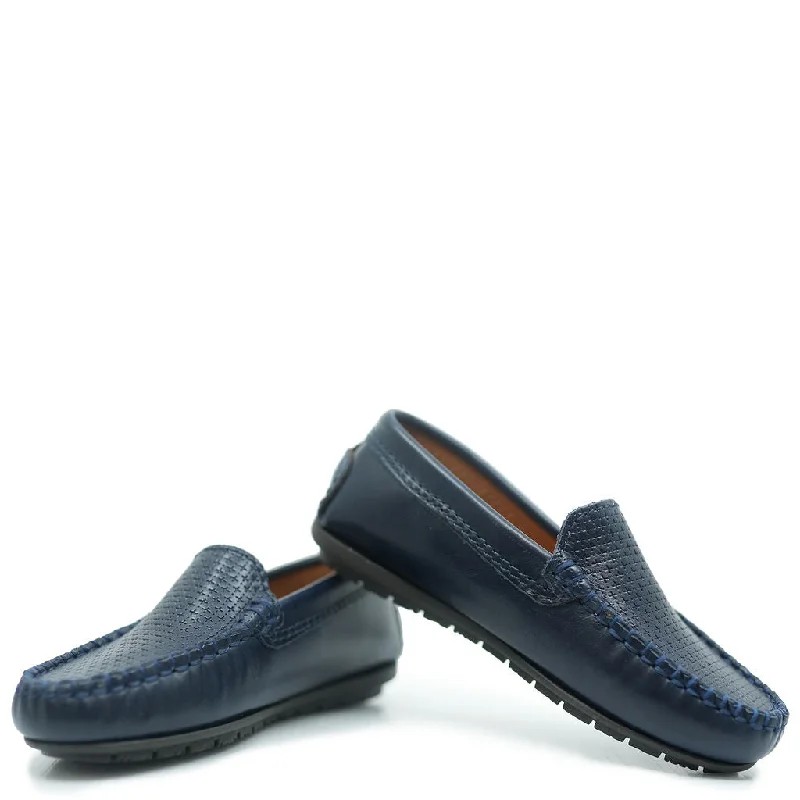 Atlanta Mocassin Navy Stamped Loafer