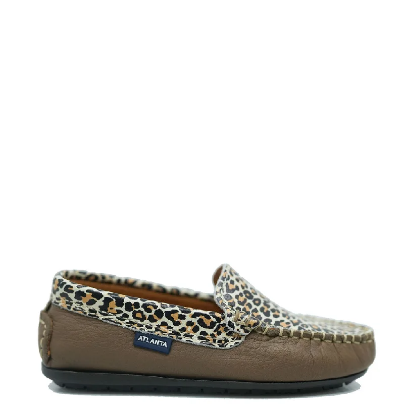 Atlanta Mocassin Taupe Leopard Loafer