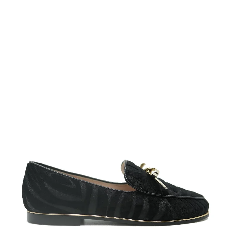 Beberlis Black and Gold Zebra Bow Loafer