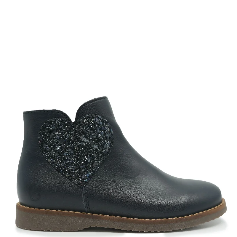 Beberlis Navy Glitter Heart Zipper Bootie