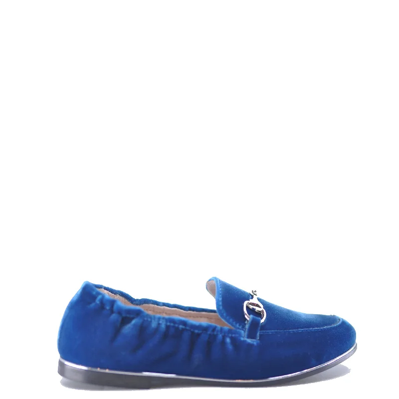 Beberlis Cobalt Velvet Chain Stretch Loafer