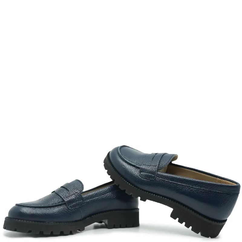 Beberlis Navy Pebbled Penny Chunky Loafer