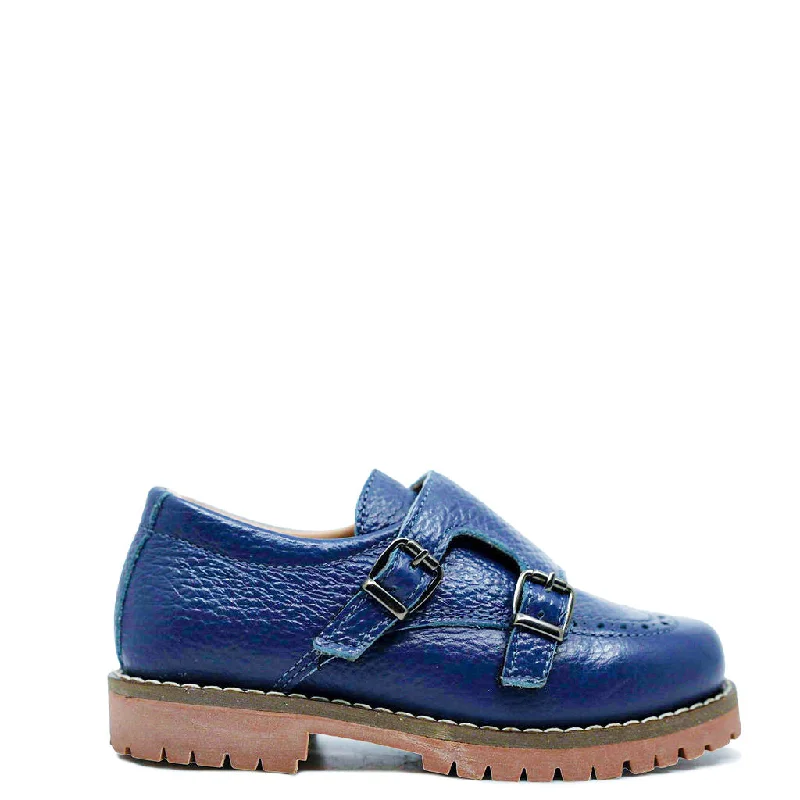 Blublonc Royal Blue Double Monk Wingtip Shoe