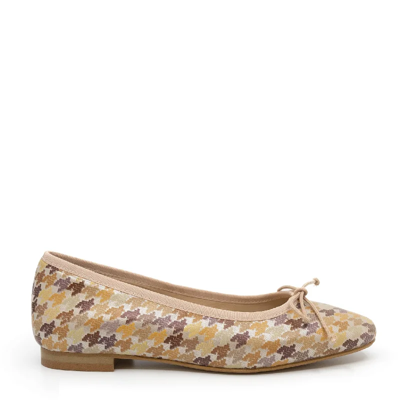 Blublonc Multi Houndstooth Square Toe Flat