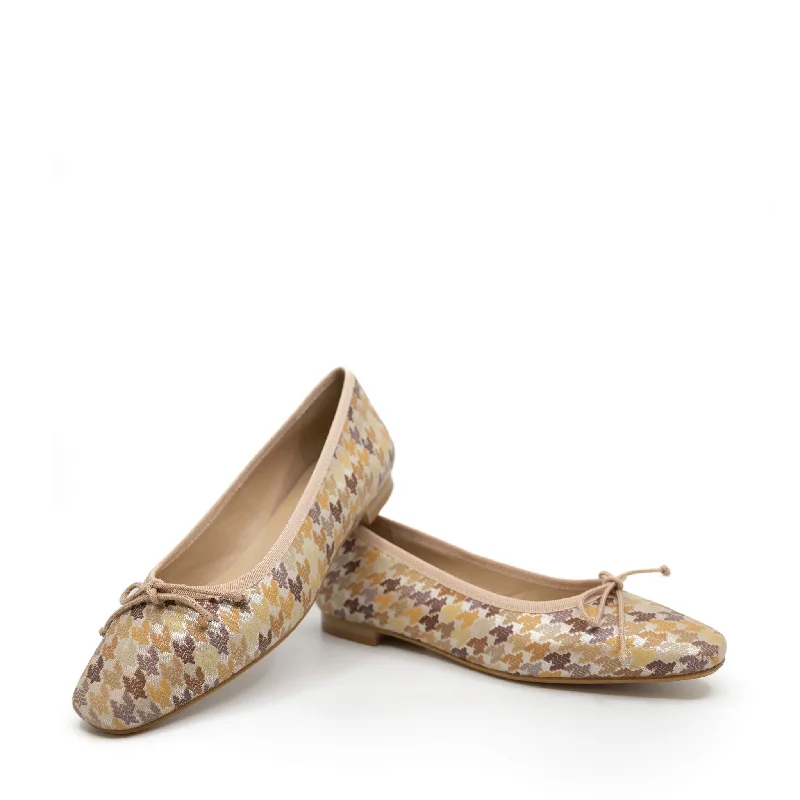 Blublonc Multi Houndstooth Square Toe Flat