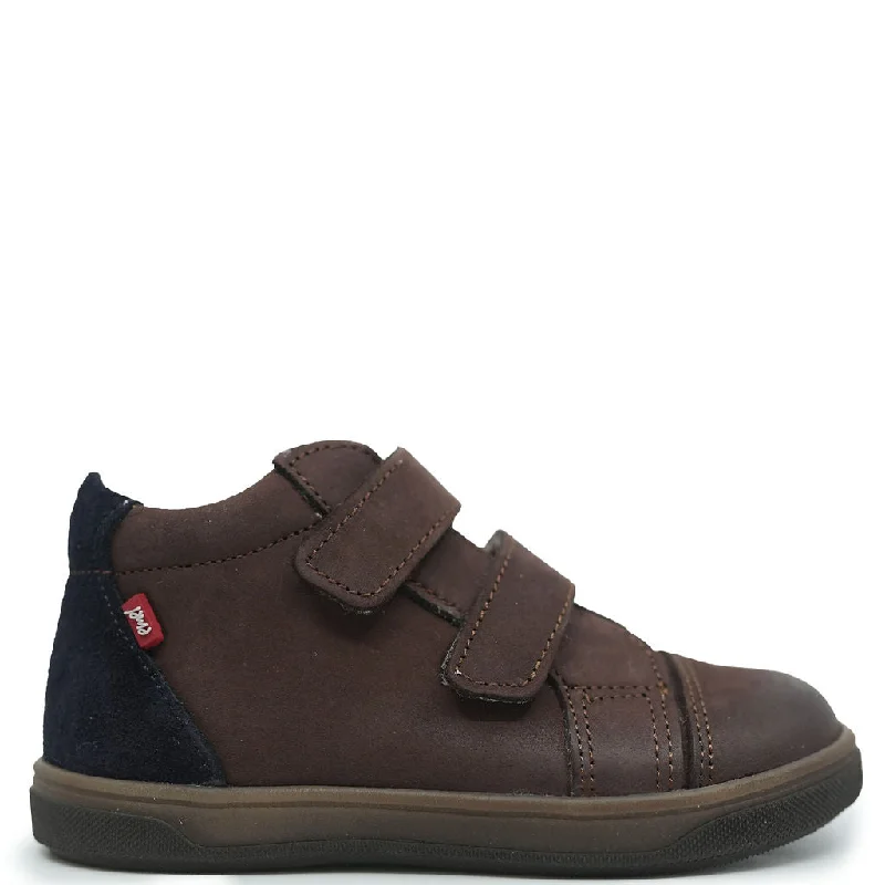 Emel Brown and Navy Nubuck Baby Sneaker