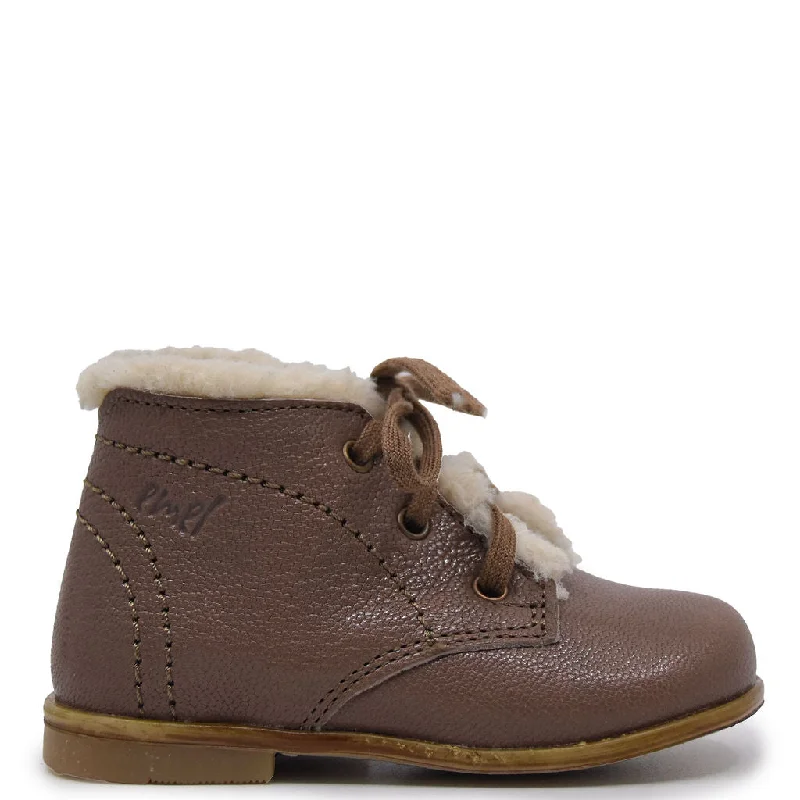 Emel Taupe Fur Trim Baby Bootie