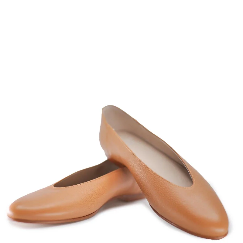 Hoo Camel Leather V Flat