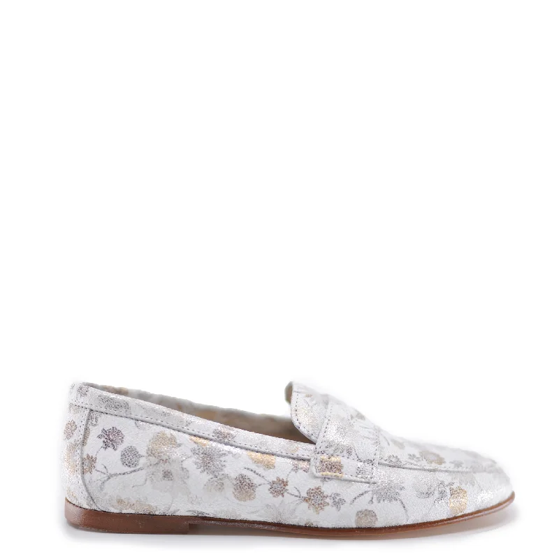 Hoo Floral Metallic Leather Penny Slip-On