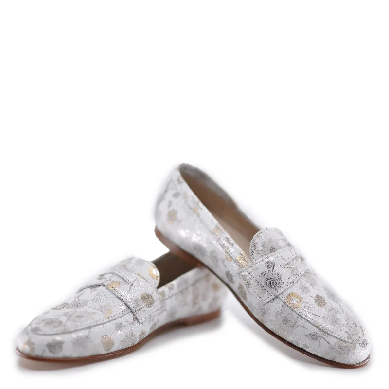 Hoo Floral Metallic Leather Penny Slip-On