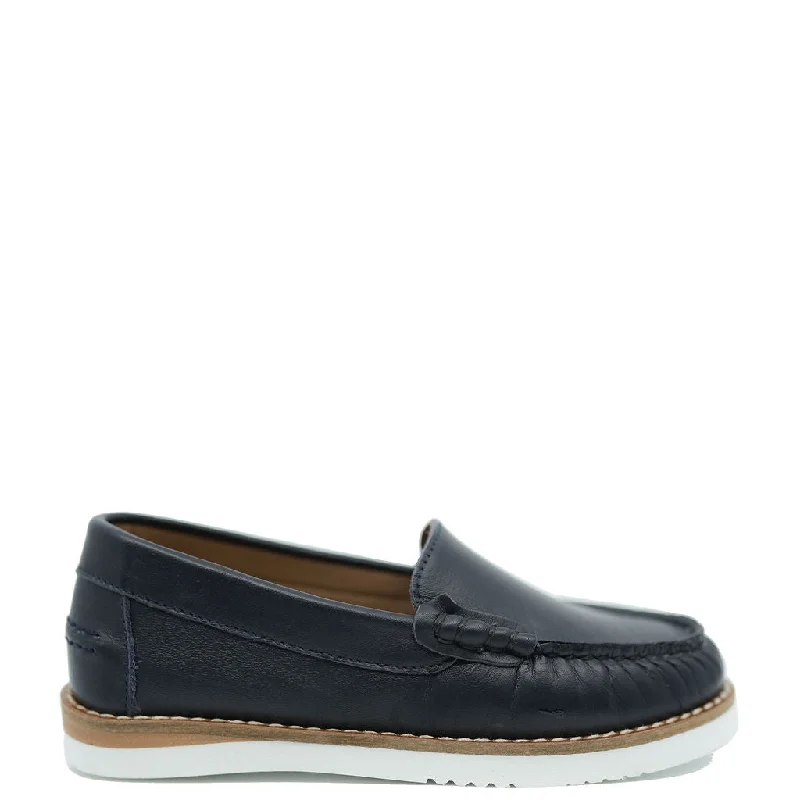 LMDI Navy Leather Boat Shoe