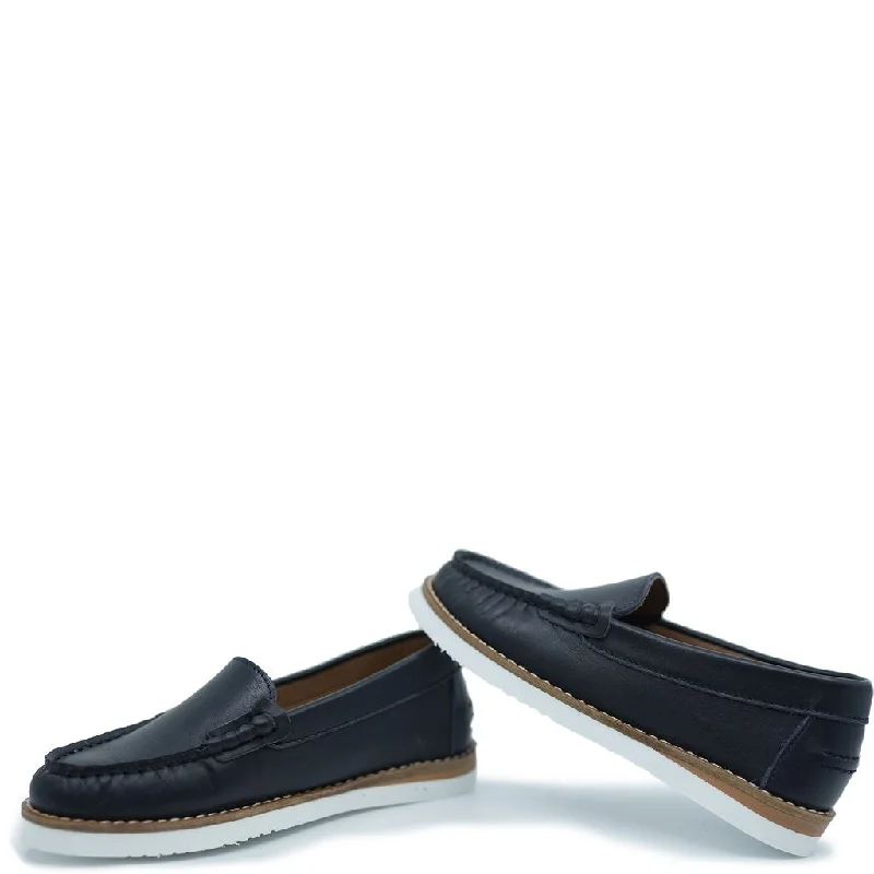 LMDI Navy Leather Boat Shoe