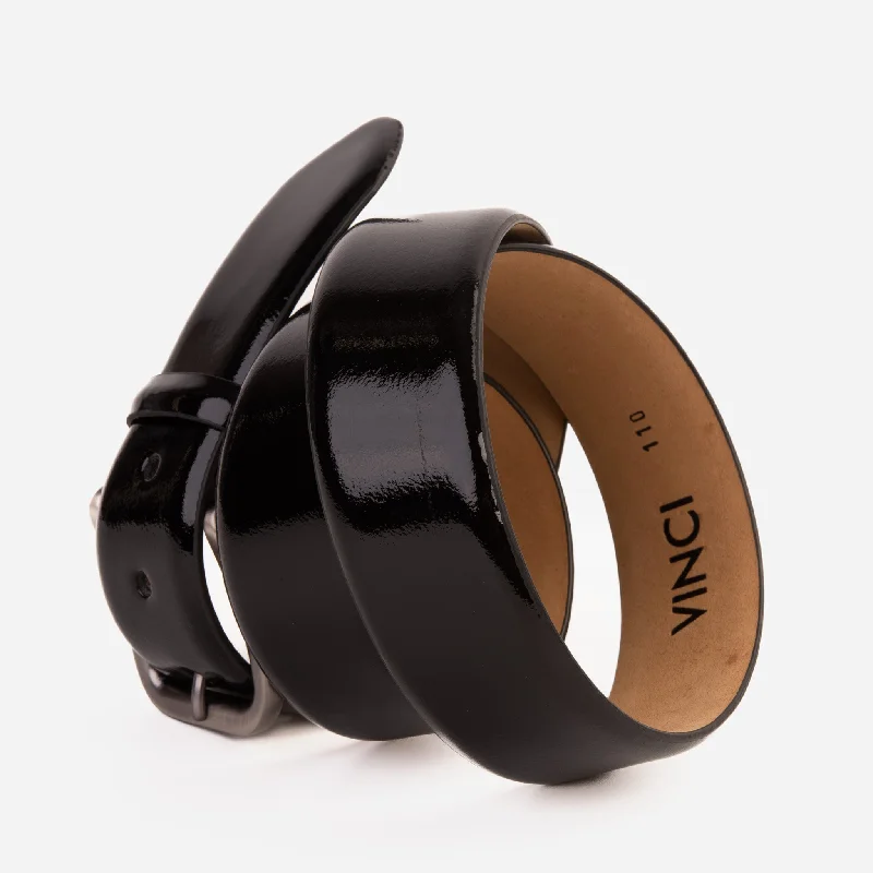 The Royal Hand Craft Black Patent Leather Belt