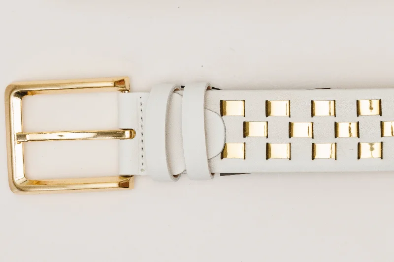 The Messina White & Gold Woven Leather Belt