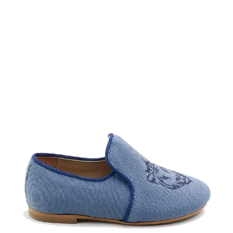 Papanatas Indigo Linen Lion Smoking Loafer