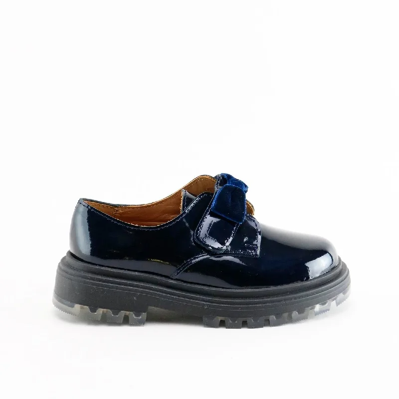 Papanatas Navy Patent Bow Chunky Loafer