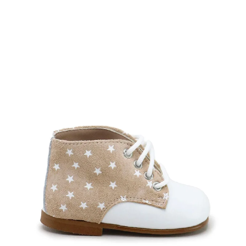 Papanatas White and Beige Star Baby Bootie