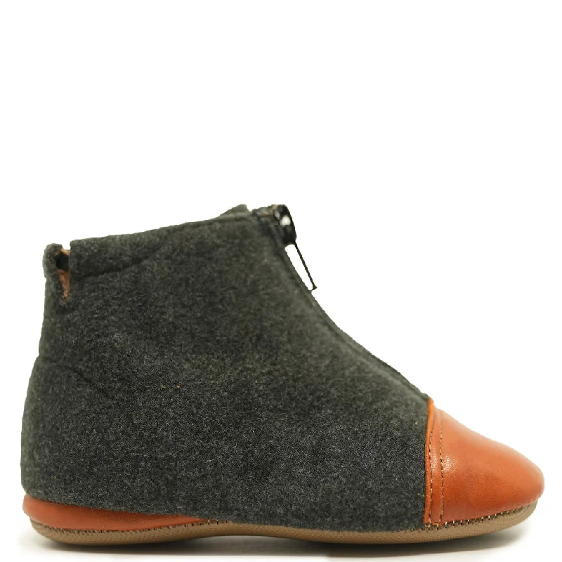 Pepe Gray Wool Captoe Baby Bootie