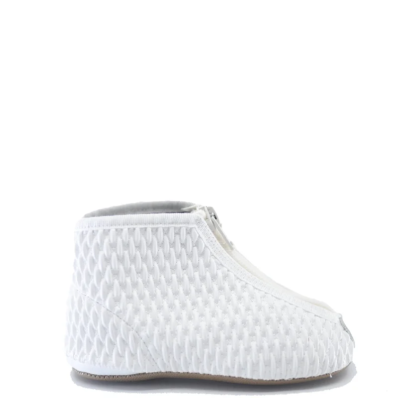 Pepe White Textured Zipper Bootie