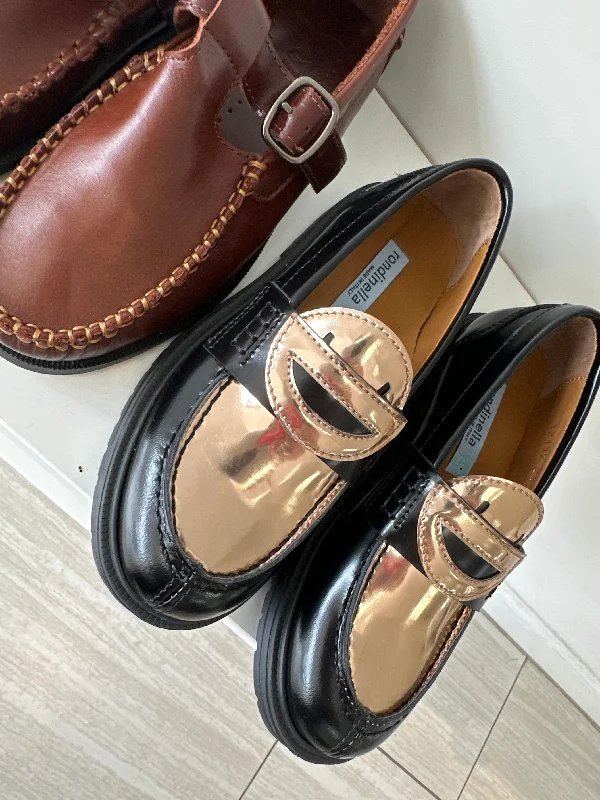 Rondinella Black and Gold Smiley Chunky Loafer