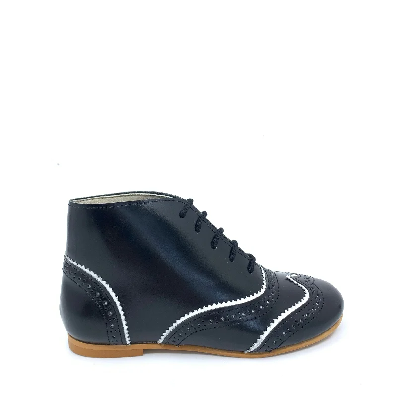 Sonatina Black and White Wingtip Bootie