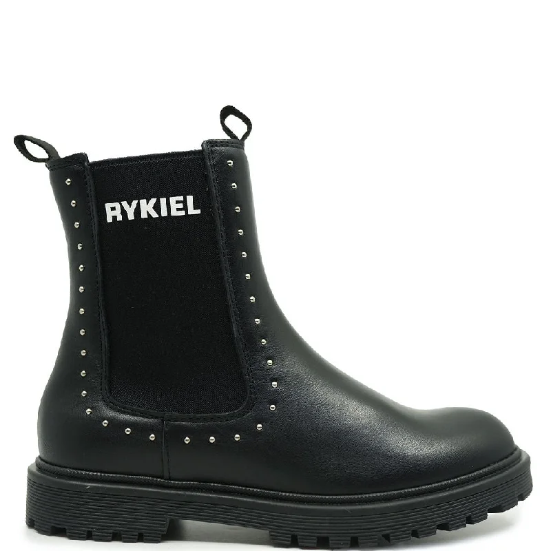 Sonia Rykiel Black Leather Slip On Boot