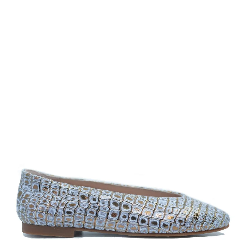 Spain+Co Gold Croc V Flat