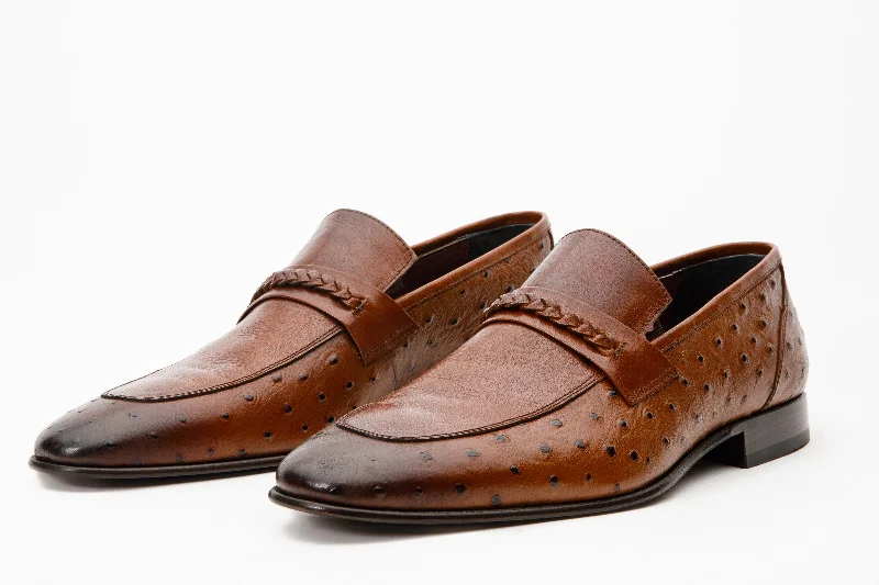 The Johannesburg Brown Leather Dress Loafer Men  Shoe