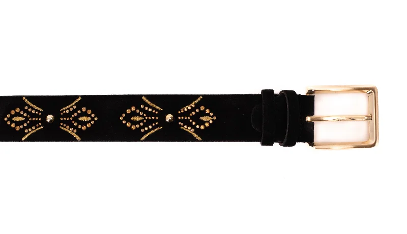 The Lazio Black Suede Leather Belt