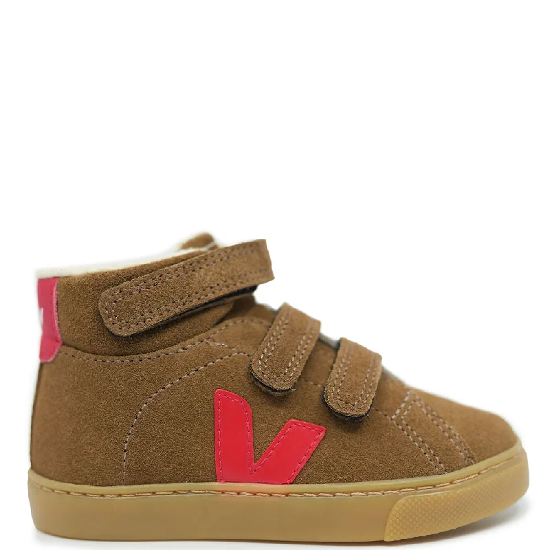 Veja Brown Pekin Suede Fur Lines Hi Top Sneaker