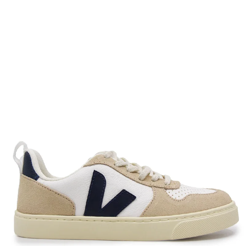 Veja White and Navy V10 Sneaker