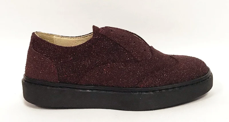 Zapeti Burgundy Glitter Slip-on Oxford