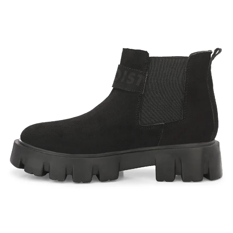 Attitudist Unisex Black Mid Top High Heel Jodhpur Boots