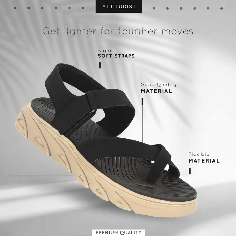 Attitudist Unisex Handcrafted Black Sports Sandal