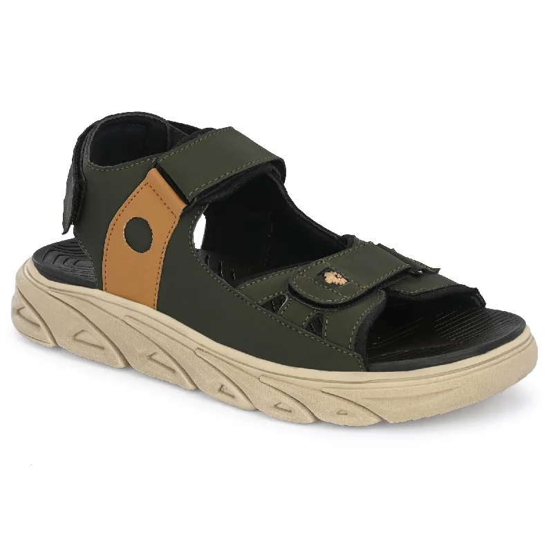 Attitudist Unisex Handcrafted Tan Strap Olive Casual Sandal