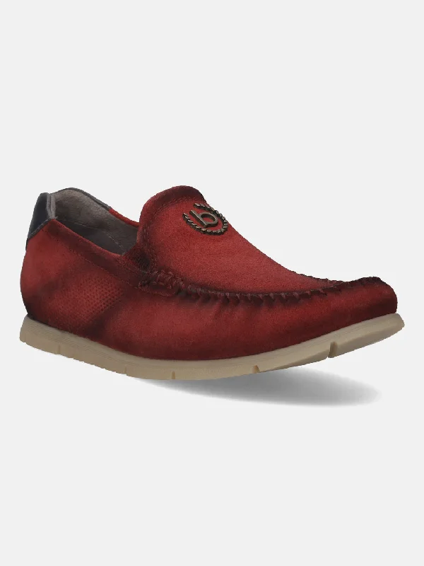 bugatti Red Suede Loafers