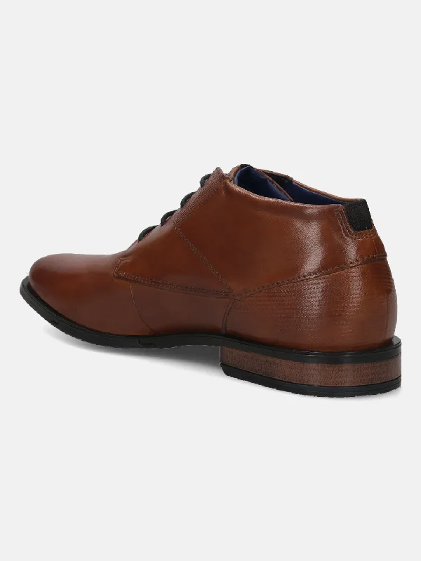 bugatti Cognac Premium Leather Chukka Boots