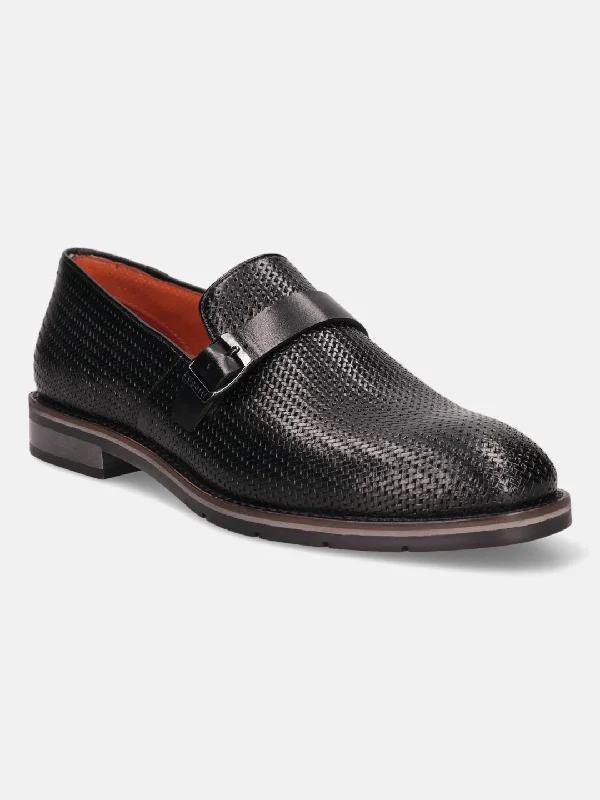 bugatti Black Premium Leather Loafers