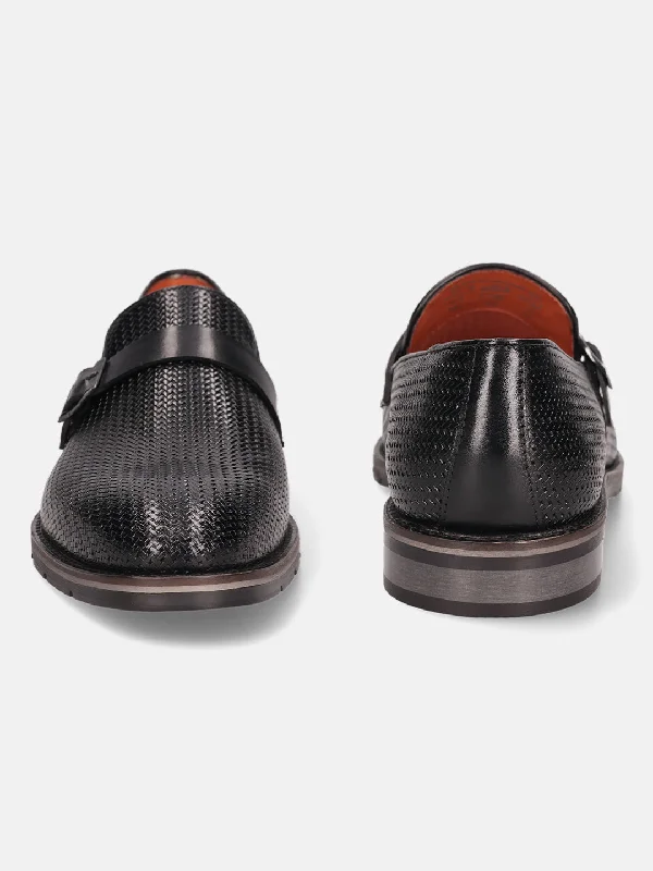 bugatti Black Premium Leather Loafers