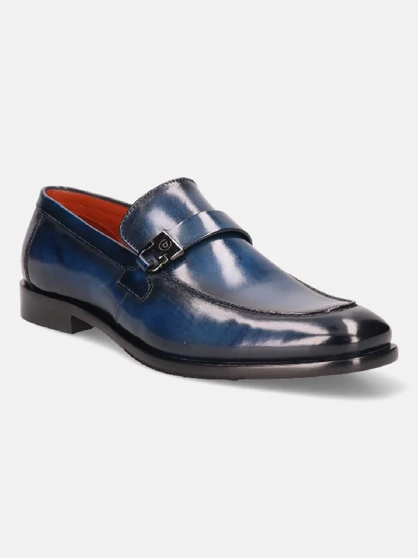 bugatti Blue Premium Leather Loafers