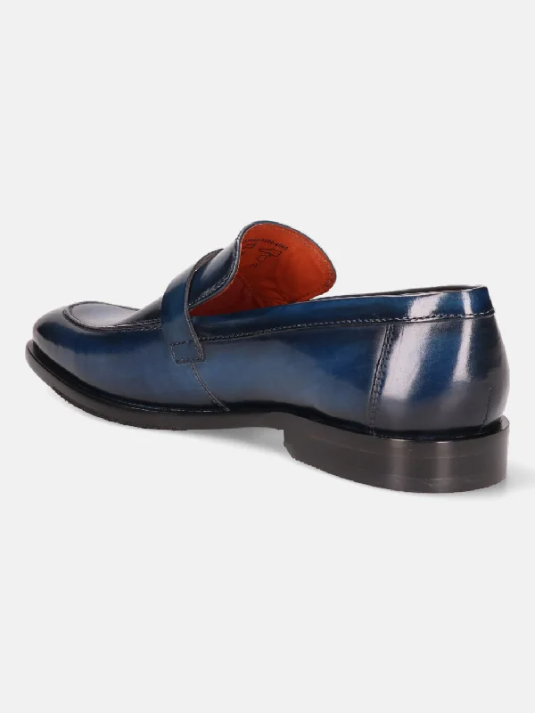 bugatti Blue Premium Leather Loafers