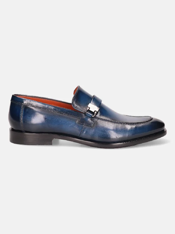 bugatti Blue Premium Leather Loafers