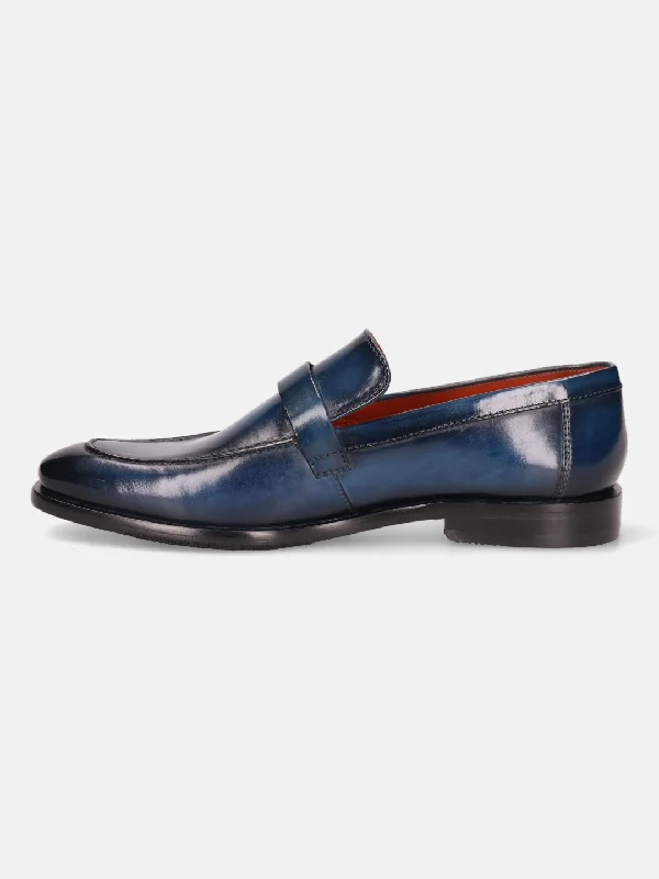 bugatti Blue Premium Leather Loafers