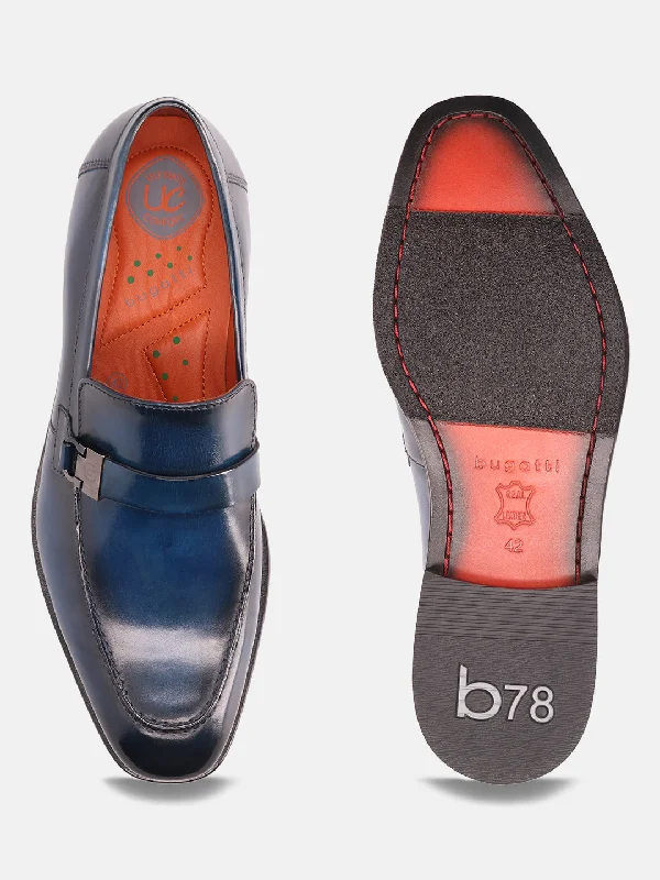 bugatti Blue Premium Leather Loafers