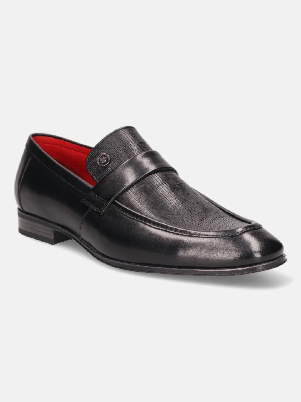 bugatti Black Premium Leather Loafers